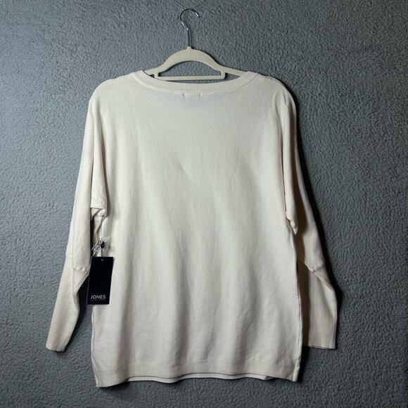 Jones New York Sweater Womens Large Cream Embellished Crew Neck Sweater NEW - Picture 2 of 10